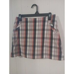 Lija Red Plaid Cotton Golf Tennis Athletic Skirt Skort Women’s Sz 6 Pockets